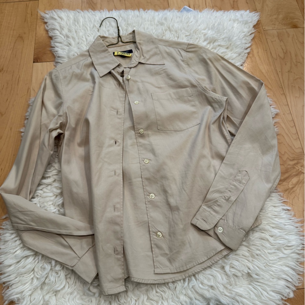Burberry Beige Button-Down Long Sleeve Shirt